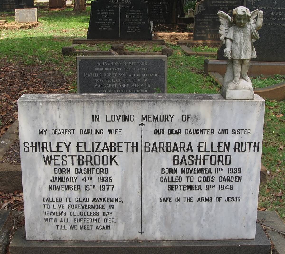 WESTBROOK Shirley Elizabeth nee BASHFORD 1935-1977 :: BASHFORD Barbara Ellen Ruth 1939-1948