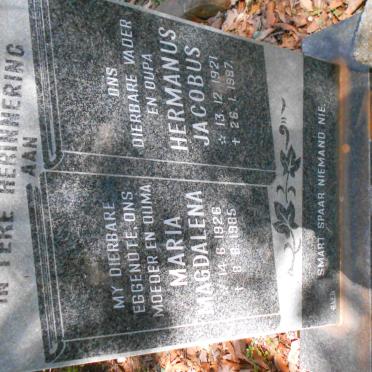 WEBSTER Hermanus Jacobus 1921-1987 &amp; Maria Magdalena 1926-1985