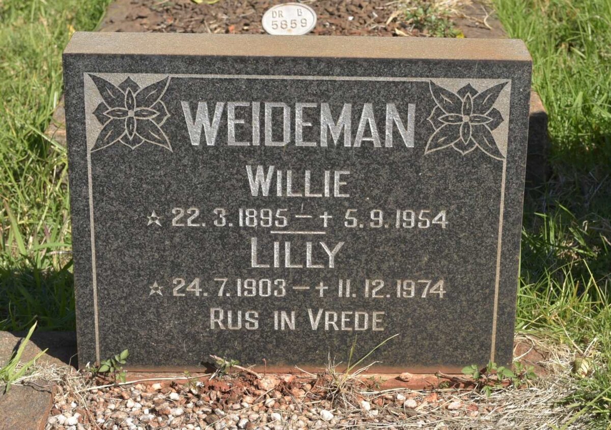 WEIDEMAN Willie 1895-1954 &amp; Lilly 1903-1974