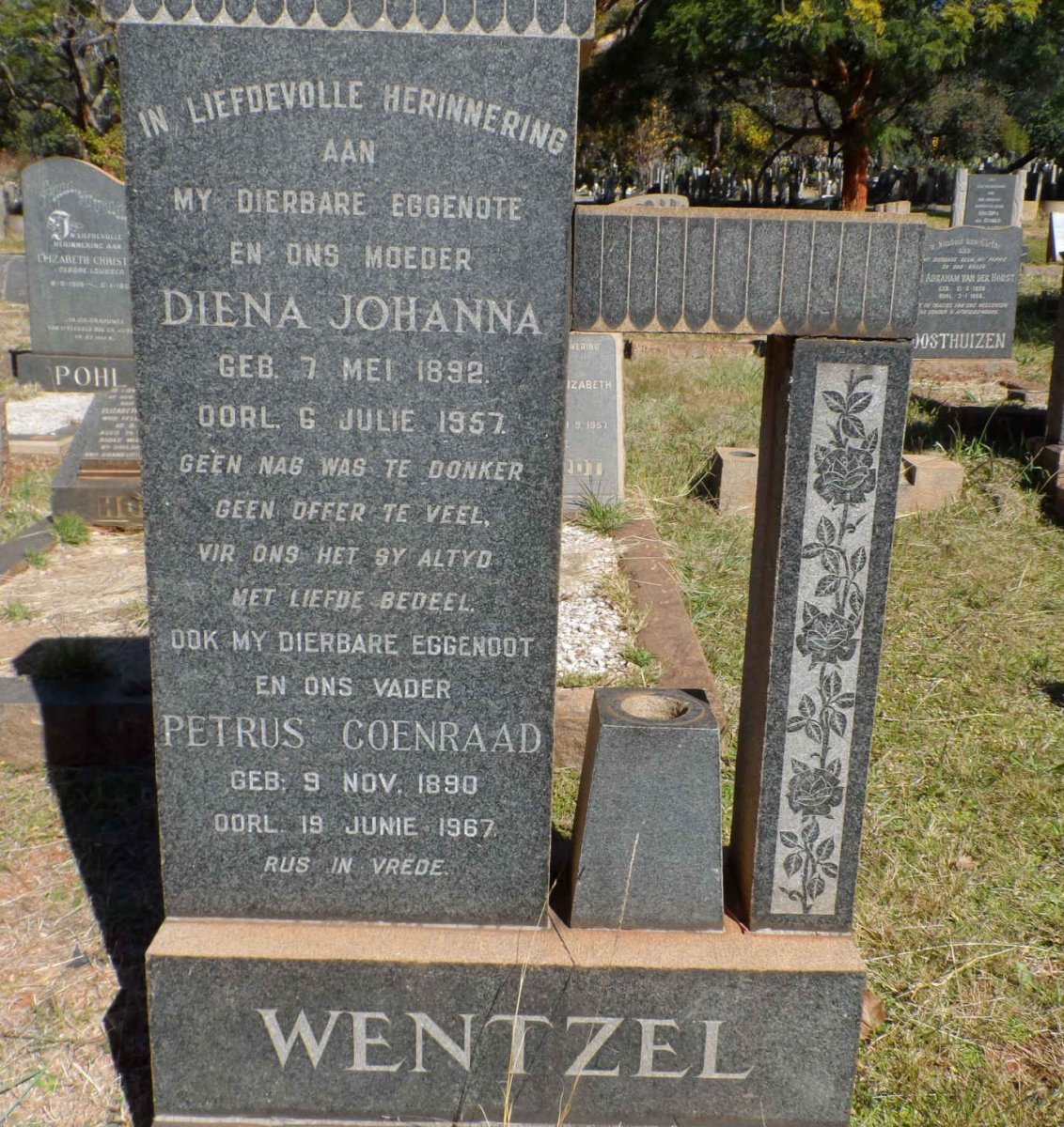 WENTZEL Petrus Coenraad 1890-1967 &amp; Diena Johanna 1892-1957
