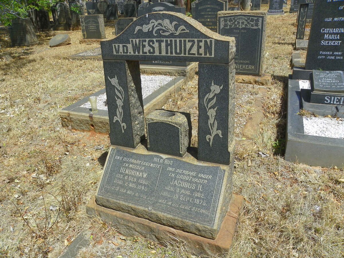WESTHUIZEN Jacobus H., v.d. 1882-1975 &amp; Hendrina W. 1888-1948