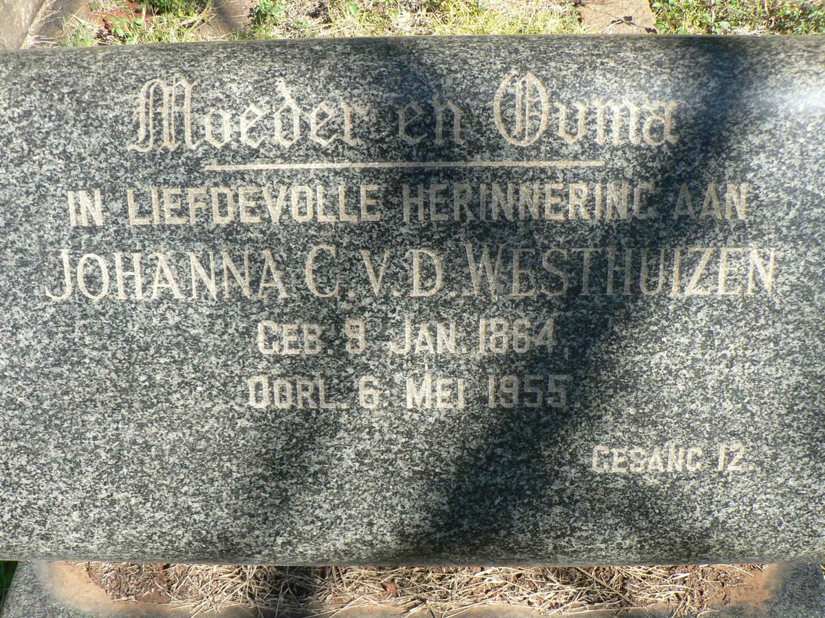 WESTHUIZEN Johanna C., v.d. 1864-1955