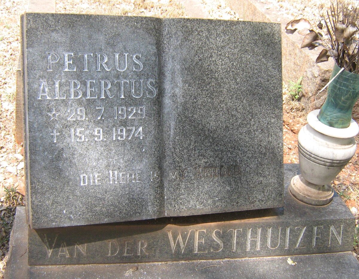 WESTHUIZEN Petrus Albertus, van der 1929-1974
