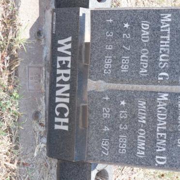 WERNICH Mattheus G. 1891-1963 &amp; Magdalena D. 1899-1977