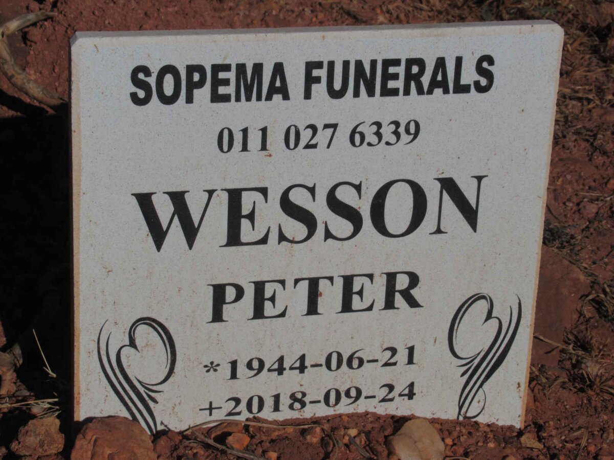 WESSON Peter 1944-2018