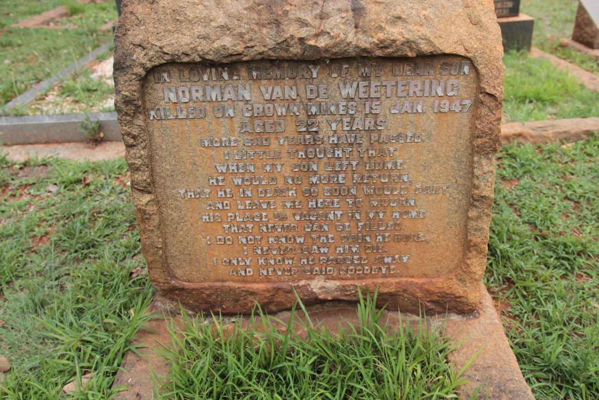 WEETERING Norman, van de -1947