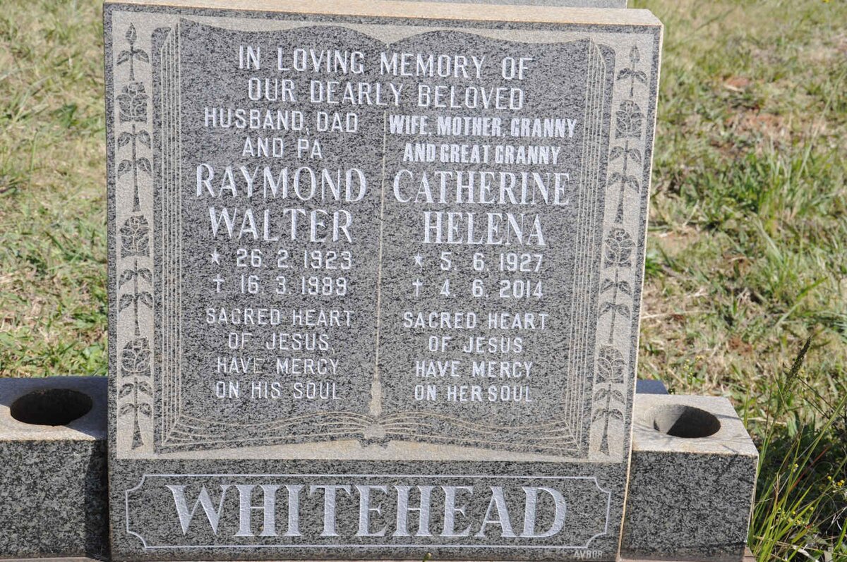 WHITEHEAD Raymond Walter 1923-1989 &amp; Catherine Helena 1927-2014