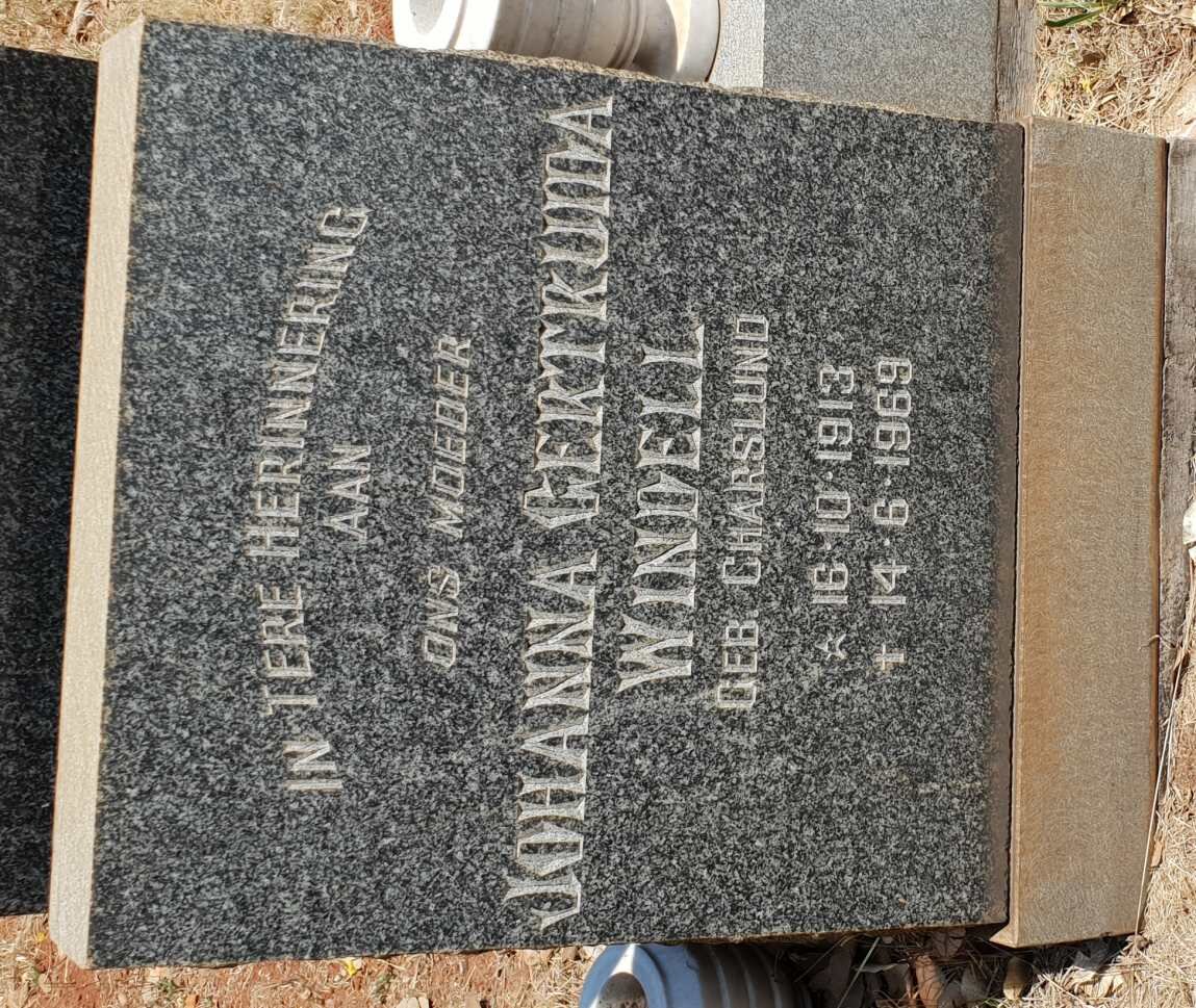 WINDELL Johanna Gertruida nee CHARSLUND 1913-1969