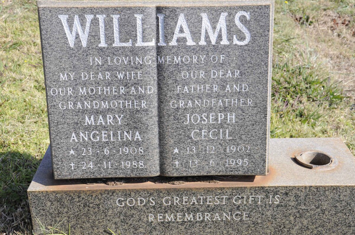 WILLIAMS Joseph Cecil 1902-1995 &amp; Mary Angelina 1908-1988