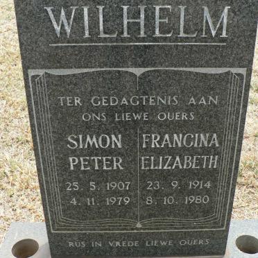 WILHELM Simon Peter 1907-1979 &amp; Francina Elizabeth 1914-1980