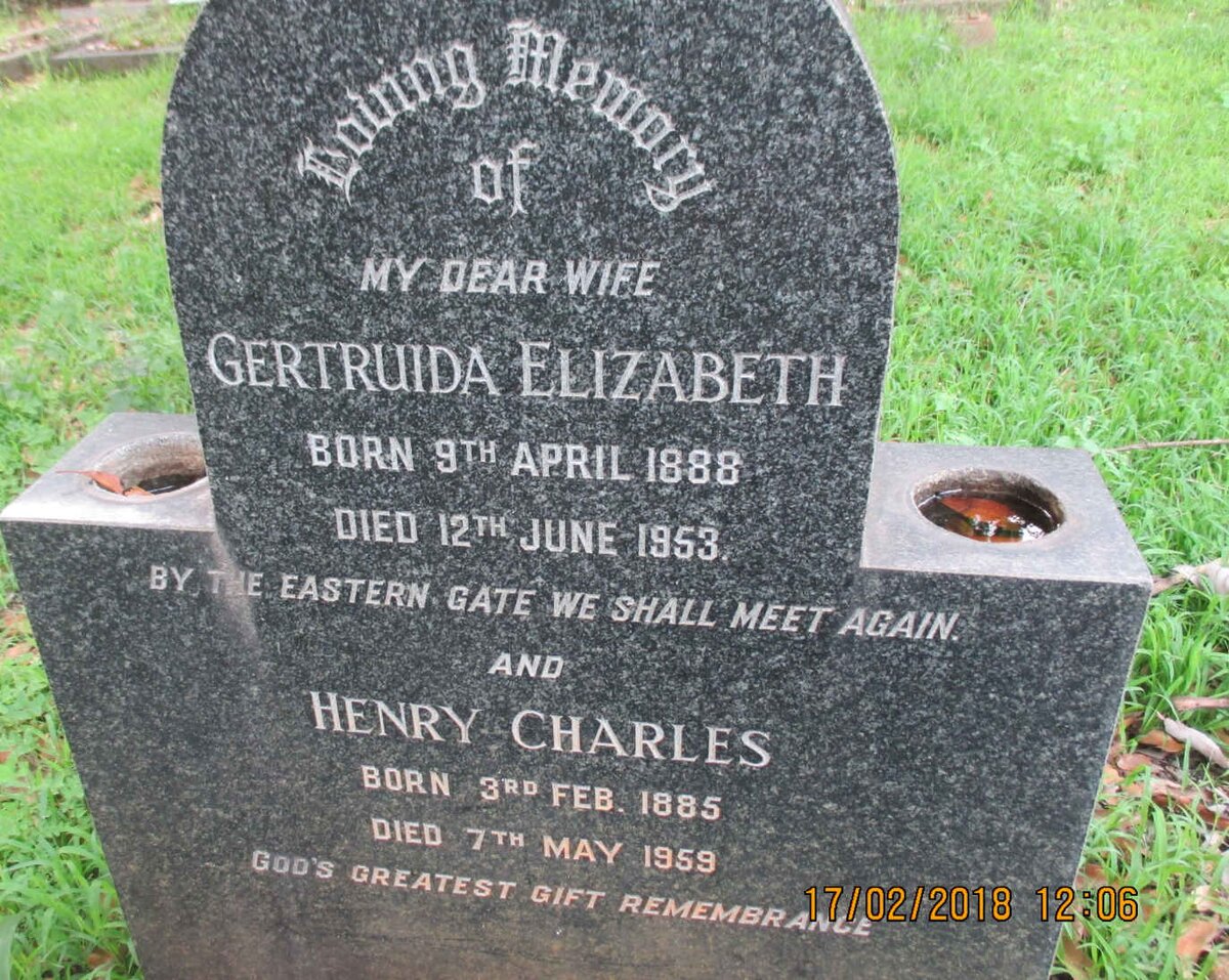 WOEST Henry Charles 1885-1959 &amp; Gertruida Elizabeth 1888-1953