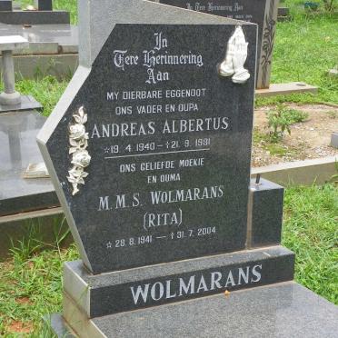 WOLMARANS Andreas Albertus 1940-1981 &amp; M.M.S. 1941-2004