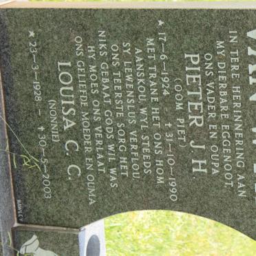 WYK Pieter J.H., van 1924-1990 &amp; Louisa C.C. 1928-2003
