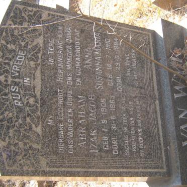 WYK Abraham Izak Jacob, van 1906-1963 &amp; Anna Susanna Maria 1910-1994