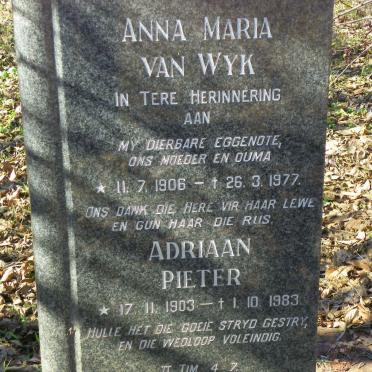 WYK Adriaan Pieter, van 1903-1983 &amp; Anna Maria 1906-1977