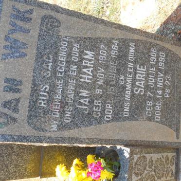 WYK Jan Harm, van 1902-1964 &amp; Sarie 1906-1990