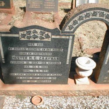 ZAAYMAN Hester M.C. formerly de BEER nee GRIESSEL 1902-1973