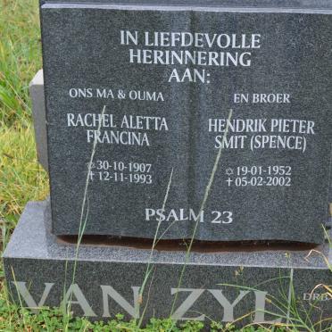 ZYL Rachel Aletta Francina, van 1907-1993 :: ZYL Hendrik Pieter Smit, van 1952-2002