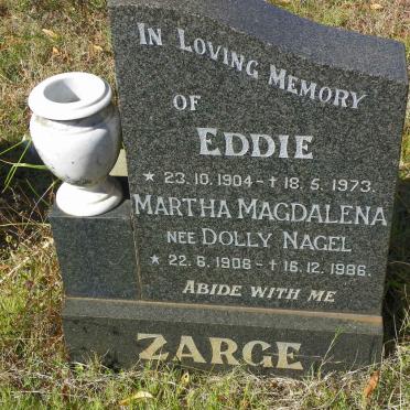 ZARGE Eddie 1904-1973 &amp; Martha Magdalena NAGEL 1906-1986