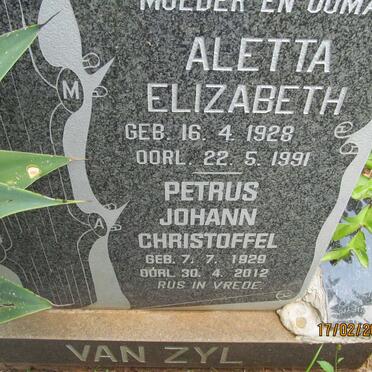 ZYL Petrus Johann Christoffel, van 1929-2012 &amp; Aletta Elizabeth 1928-1991