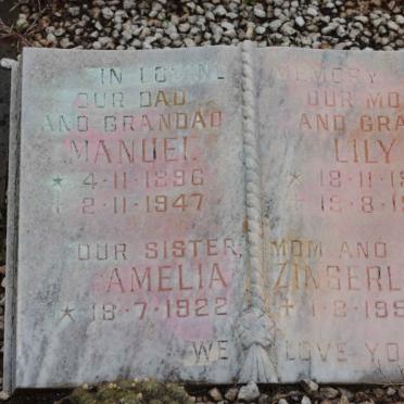 ZINSERLING Amelia 1922-1994 :: ? Manuel 1896-1947 &amp; Lily 1902-1979