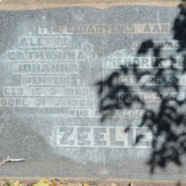 ZEELIE Hendrik Petrus 1889-1951 &amp; Aletta Catharina Johanna VENTER 1900-1986