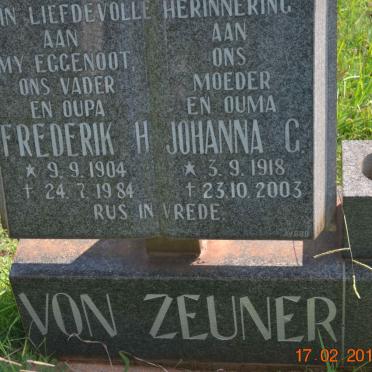 ZEUNER Frederik H., von 1904-1984 &amp; Johanna G. 1918-2003