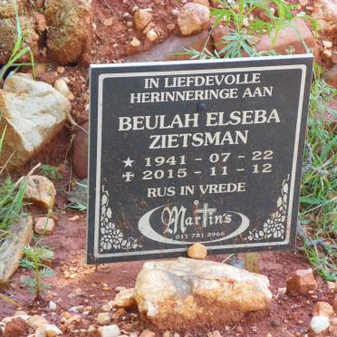 ZIETSMAN Beulah Elseba 1941-2015