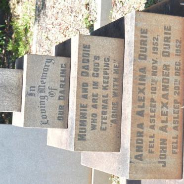 DURIE John Alexander -1952 &amp; Andra Alexina -1952