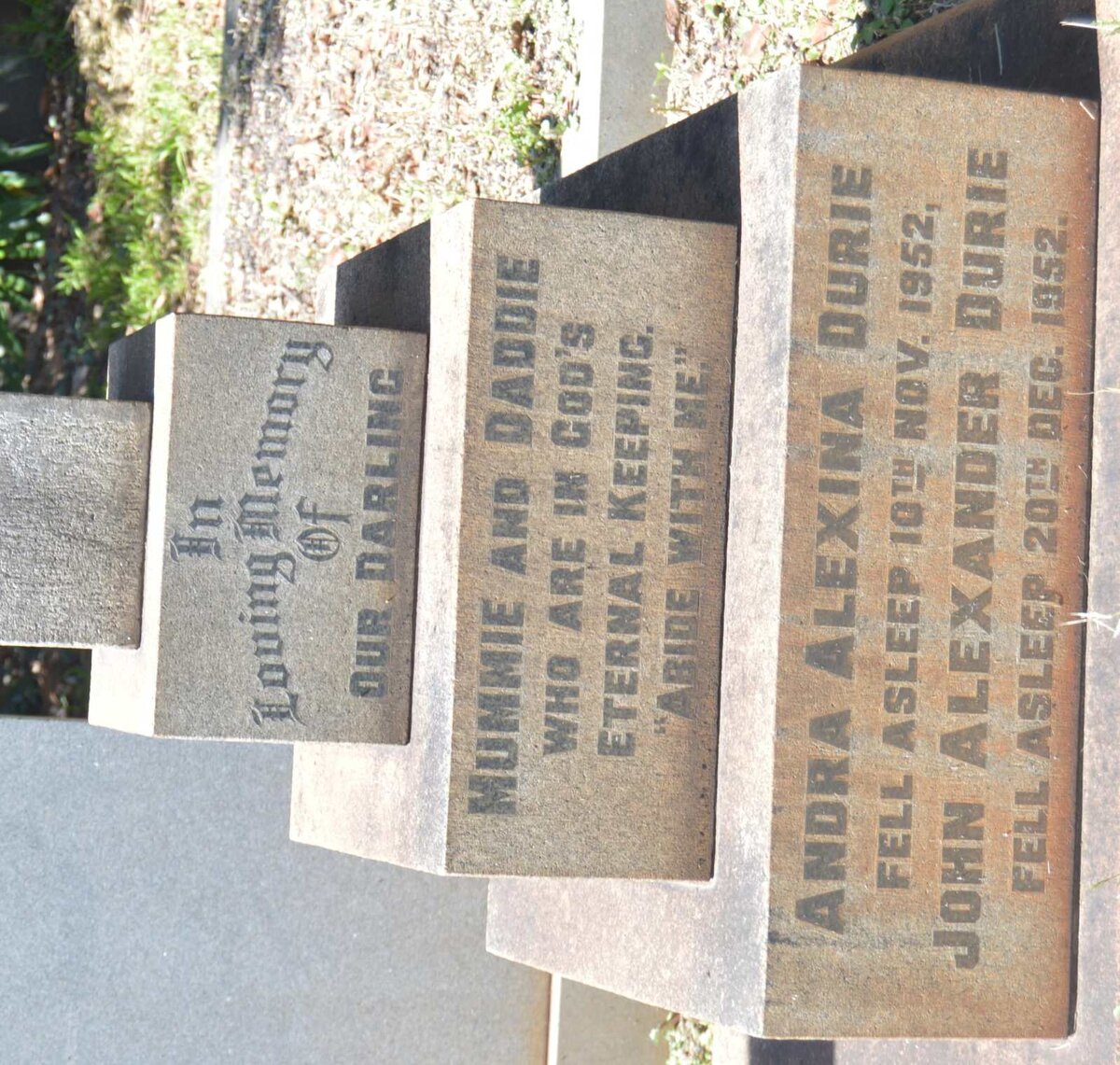 DURIE John Alexander -1952 &amp; Andra Alexina -1952