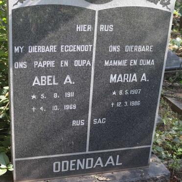 ODENDAAL Abel A. 1911-1969 &amp; Maria A. 1907-1986