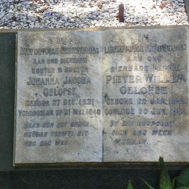 OELOFSE Pieter Willem 1893-1958 :: OELOFSE Johanna Jacoba 1931-1948