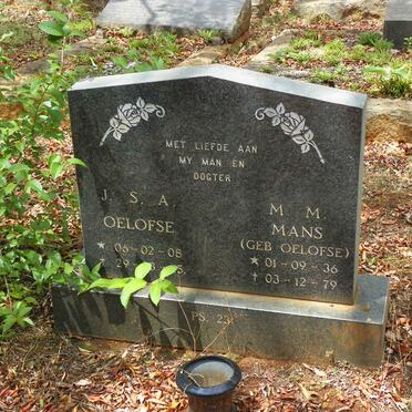 OELOFSE J.S.A. 1908-1945 :: MANS M.M. nee OELOFSE 1936-1979
