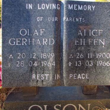 OLSON Olaf Gerhard 1899-1964 &amp; Alice Eileen 1900-1966