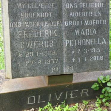 OLIVIER Frederik Swerus 1908-1977 &amp; Maria Petronella 1915-2006