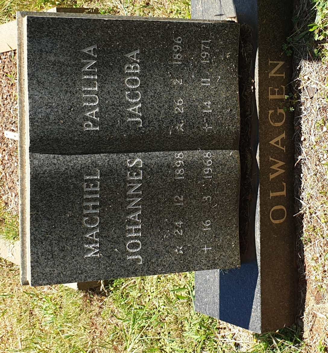 OLWAGEN Machiel Johannes 1898-1968 &amp; Paulina Jacoba 1896-1971