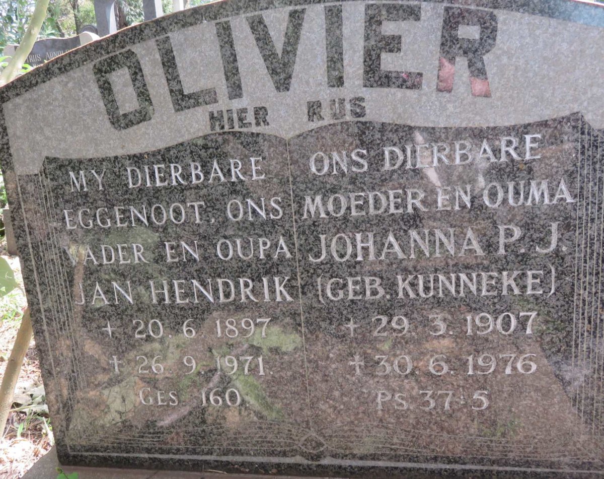 OLIVIER Jan Hendrik 1897-1971 &amp; Johanna P.J. KUNNEKE 1907-1976