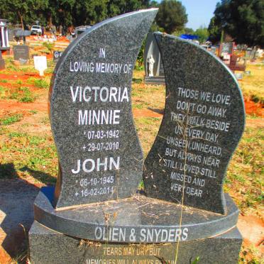 OLIEN Victoria Minnie 1942-2010 :: SNYDERS John 1945-2014