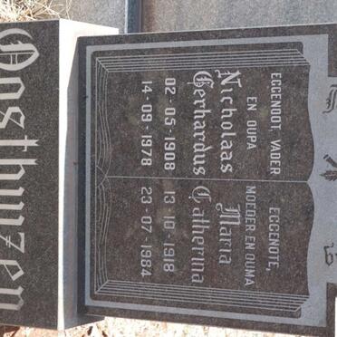 OOSTHUIZEN Nicholaas Gerhardus 1908-1978 &amp; Maria Catherina 1918-1984