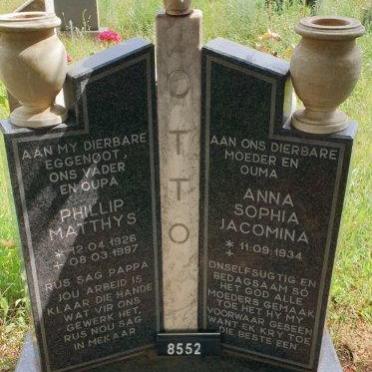 OTTO Phillip Matthys 1926-1997 &amp; Anna Sophia Jacomina 1934-