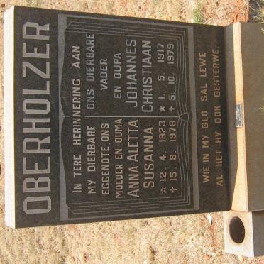 OBERHOLZER Johannes Christiaan 1917-1979 &amp; Anna Aletta Susanna 1923-1978