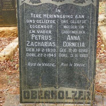 OBERHOLZER Petrus Zacharias 1898-1945 &amp; Anna Cornelia 1898-1983