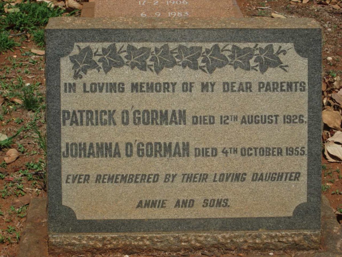 O'GORMAN Patrick -1926 &amp; Johanna -1955