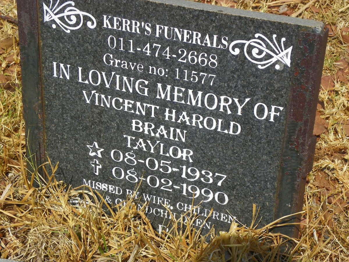 TAYLOR Vincent Harold Brain 1937-1990