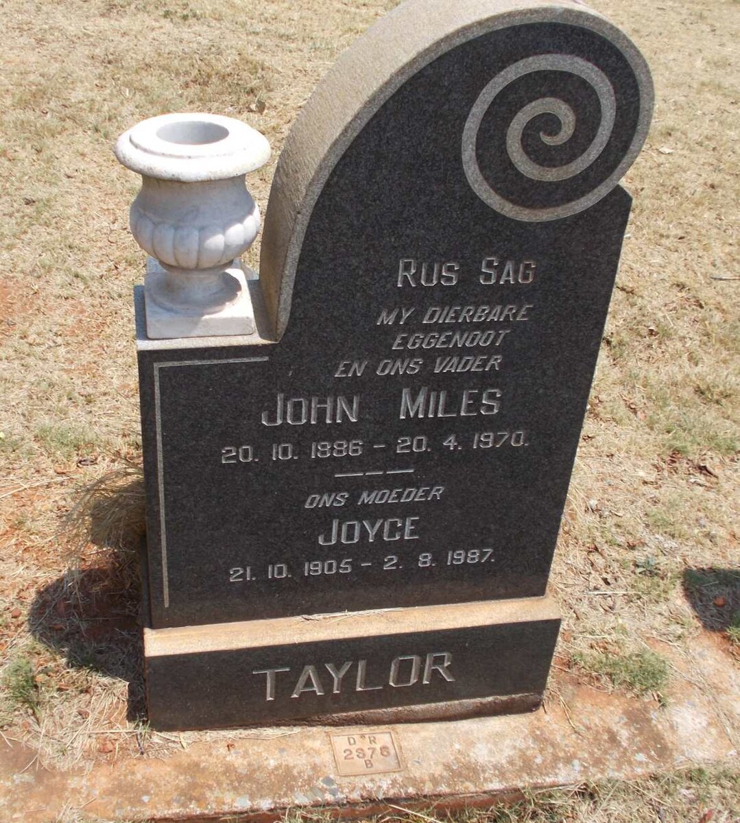 TAYLOR John Miles 1886-1970 &amp; Joyce 1905-1987