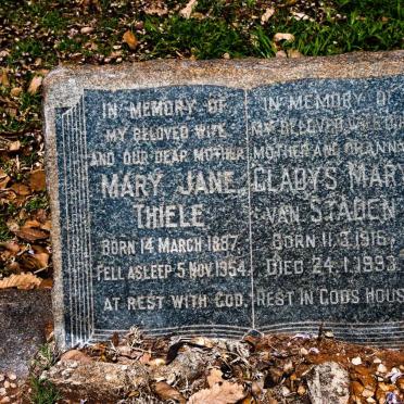 THIELE Mary Jane 1887-1954 :: VAN STADEN Gladys Mary 1916-1993