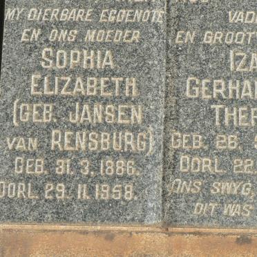 THERON Izak Gerhardus 1873-196? &amp; Sophia Elizabeth JANSEN VAN RENSBURG 1886-1958