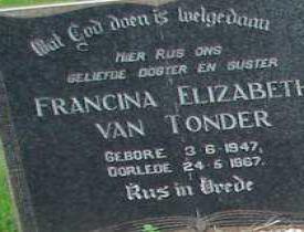 TONDER Francina Elizabeth, van 1947-1967