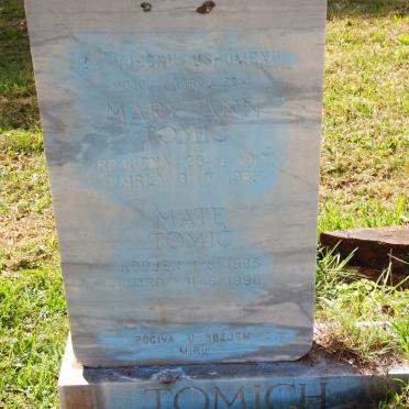 TOMIC Mate 1905-1990 :: TOMIC Mary Ann 1914-1985