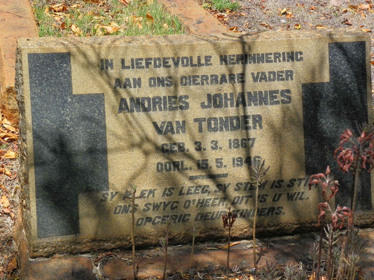 TONDER Andries Johannes, van 1867-1946